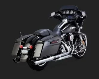 Vance & Hines Twin Slash 4 Inch Rounds Slip-On Mufflers NON-PCX In Chrome For Harley Davidson 1995-2016 Touring Models (16763)