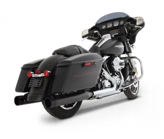 Rinehart Racing 4 Inch Slip-Ons In Black Finish With Black End Caps For Harley Davidson 1995-2016 Touring Motorcycles (500-0103)