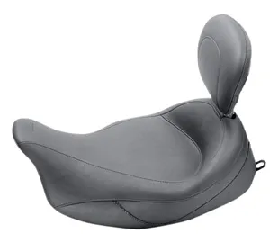 Mustang Standard Plain Solo Seat 17 Inches With Backrest With Seating Position Moved 1.25 Inch Backwards For Harley Davidson 2008-2023 FLHR, FLHT, FLTR and FLHX Motorcycles (79446)