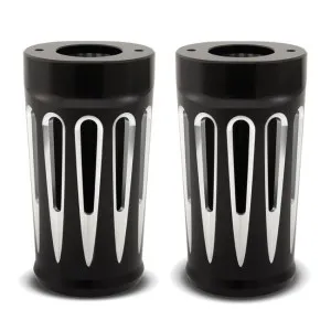 Arlen Ness Deep Cut Design Upper Fork Slider Covers In Black Finish For 2014-2023 Harley Davidson Touring Models (20-034)