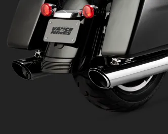 Vance & Hines Twin Slash Round Slip-On Mufflers NON-PCX In Chrome For Harley Davidson 2017-2024 Touring Motorcycles (16672)