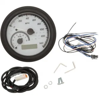 Dakota Digital MVX Series Analog Gauge Systems in White/Gray/Black Finish For 2011-2017 FXST/FLST, 2012-2017 FXD/FXDWG And 2014-2016 FLHR Models (MVX-2011-WG-K)