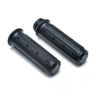 Kuryakyn Heavy Industry Grips in Satin Black Finish For 2008-2023 Harley Davidson Electronic Throttle Models (6123)