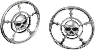 Kuryakyn Zombie Speaker Grills In Chrome Finish For Harley Davidson 2014-2023 Touring & Trike Models (7373)