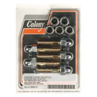 Colony Sprocket Bolt & Nut Kit Rear Wheel, Spoke Wheel With Belt in Chrome Cap Finish For 1985-1992 B.T. Models (ARM149989)