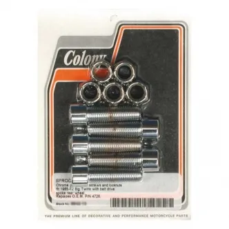 Colony Sprocket Bolt & Nut Kit Rear Wheel, Spoke Wheel With Belt in Allen Polished Finish For 1985-1992 B.T. Models (ARM249989)