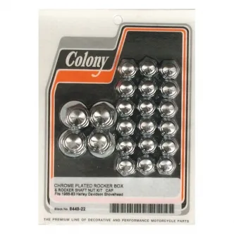 Colony Rocker Box Nut Kit, Cap Style 18 Top & 4 Rocker Shaft Nuts For 1966-1984 Shovel Models (ARM507005)