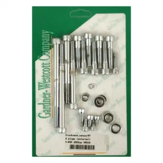 Gardner Westcott Crankcase Bolt Set in Chrome Allen Finish For 2002-2017 V-Rod Models (ARM203415)