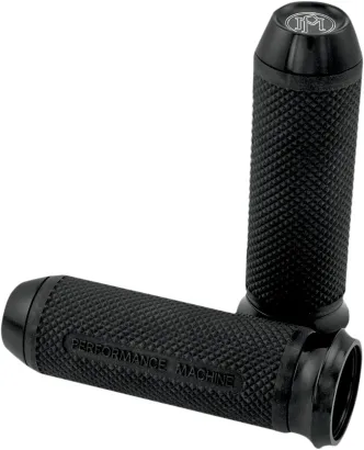 Performance Machine Elite Grips In Black Anodised Finish For 2008-2023 Harley Davidson Electronic Throttle Models (0063-2028-B)