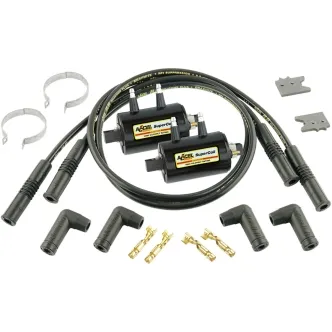 Accel Super Coil Kit 3 OHM 2 Coil Set With Suppression Core Wires, Dual Fire in Black Finish (140403K)