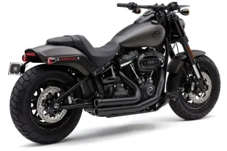 Cobra Speedster Short 909 2-2 Exhaust System In Black For Harley Davidson 2018-2024 Softail Fat Bob Motorcycles (6714B)