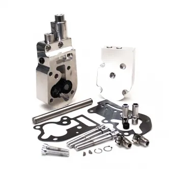 Jims Flow Pro 1 Billet Oil Pump Complete Assembly In Polished With Top Feed And Return Oil Lines For 92-99 Big Twins (1752)