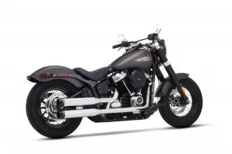 Rinehart Racing 3.5 Inch Slip-On Mufflers In Chrome With Black End Caps For 2018-2024 Softail Breakout, Slim, Street Bob, Low Rider & Fat Boy Models (500-1200)