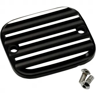 Joker Machine Master Cylinder Cover Front in Finned Black-Silver Finish For 1996-1999 Evolution Big Twin Models (951019-2)