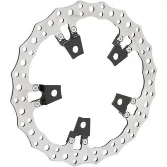 Arlen Ness 14 Inch Jagged Right Brake Rotor Kit Spoke Mount in Black/Stainless Steel For 2014-2023 FLHT/FLHR/FLHX/FLTRX/FLTRU Models With Factory Cast Wheel Equipped With Spoke Mounted Rotors Models (02-951)