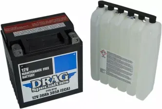 Drag Specialties AGM Battery 12V Lead Acid Replacement For 1999-2023 Touring & 2009-2023 Trike Models (DTX30L-FT-EU)