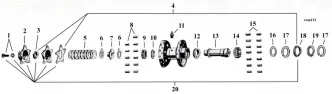 Star Hub Breakdown Diagram For 1936-1966 Big Twin Models (ARM000389)