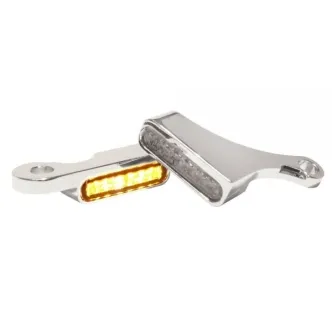 Heinz Bikes Handlebar LED Turn Signals in Natural/Chrome Finish For 2018-2024 Softail Models (HBTS-FL18-C)