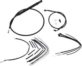 Burly Brand 16 Inch Apehanger Cable/Line Extension Kit in Black Finish For 2018-2023 FLSB, FXBB, FXBR/S, FXLR, FXST With ABS Apehangers (B30-1256)