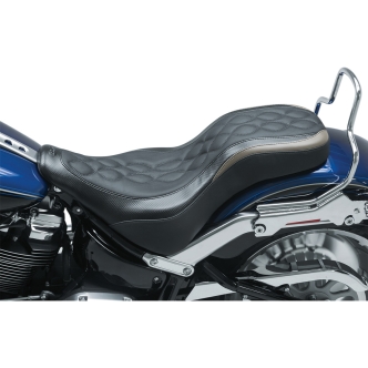 Mustang Tripper Double Helix 2-Up Seat in Black For 2018-2023 Softail Fat Boy Models (75836)