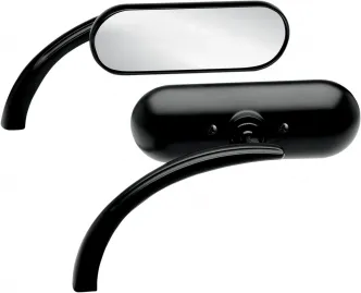 Arlen Ness Mini Oval Left Side Mirror in Black Finish (13-412)