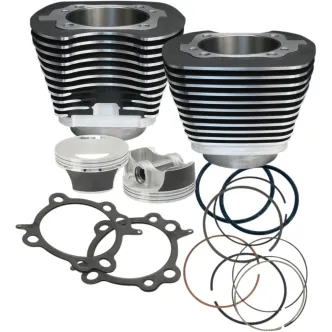 S&S 96 Inch To 106 Inch Big Bore Cylinder & Piston Kit in Black Finish For 2006-2017 96 Inch Dyna, 2007-2017 96 Inch Softail, 2007-2016 96 Inch Touring Models (910-0206)