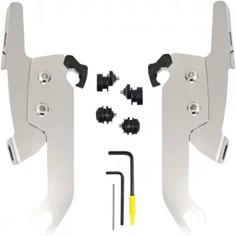 Memphis Shades Trigger-Lock Mounting Kit for Memphis Fats/Slim/Batwing Windshields in Polished Stainless Steel For HD Softail Models (MEK2051)