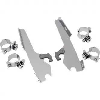 Memphis Shades Trigger-Lock Mounting Kit for Memphis Fats/Slim/Batwing Windshields in Polished Stainless Steel For HD Dyna And Softail Models (MEM8968)