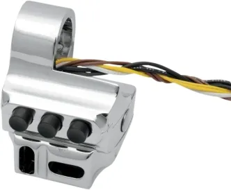 Performance Machine 5 Button Left Side Contour Switch Housing in Chrome Finish For Use With Hydraulic Clutch 1998-2013 FLT Models (0062-2043-CH)