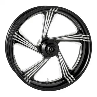 Performance Machine 26 x 3.5 Inch Front Element Wheel In Contrast Cut For Harley Davidson 2000-2005 FXDWG, 2000-2006 FXSTD/B & 2000-2006 FXST Models (1227-9606R-ELE-BM)