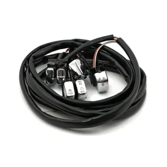 Doss Handlebar Switch & Wiring Kit In Chrome. Complete with 60 Inch Wiring For Harley Davidson 1996-2006 Softail And Dyna Models (ARM381029)