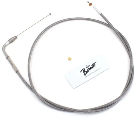 Barnett Standard Length Throttle Cable 32 Inch Outer Cable Length in Braided Clear Coat Finish For 1996-2021 CV Carb/Injection Models (Excluding Cruise Control & Electronic Throttle) (102-30-30015)