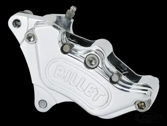 Harrison Billet 4 Piston Front Brake Caliper In Polished Or Black Finish For Harley Davidson 1982-1999 Sportster Narrowglide Models With Wire Wheels