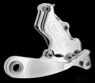 Harrison Billet 4 Piston Rear Brake Caliper With Bracket In Polished Or Black Finish For Harley Davidson 1984-1999 Softail Models