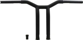 Burly Brand 12 Inch High Dominator Raked 1-1/4 Inch T-Bar Handlebars In Matte Black For Harley Davidson 1982-2021 Models With Mechanic Or E-Throttle With 3-1/2 Mount Bolt Spacing (B12-6052SB)