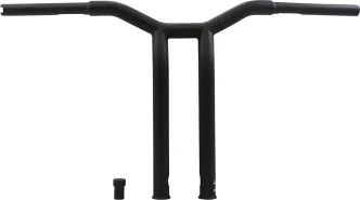 Burly Brand 14 Inch High Dominator Raked 1-1/4 Inch T-Bar Handlebars In Matte Black For Harley Davidson 1982-2021 Models With Mechanic Or E-Throttle With 3-1/2 Mount Bolt Spacing (B12-6053SB)