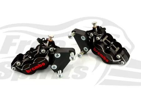 Free Spirits Front 4 Piston Brake Caliper Kit In Black For Harley Davidson Sportster CX 1200 Roadster Models (203910K)