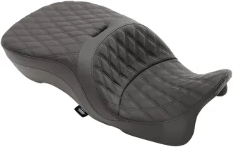 Drag Specialties Large Double Diamond Stitched Touring Seat With Forward Positioning That Accepts Frame Mounted Backrests For Harley Davidson 2009-2023 Touring Models (0801-1110)