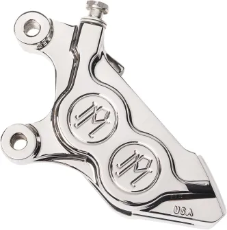 Performance Machine Front Left 4 Piston Direct Bolt On Caliper In Chrome Finish For Harley Davidson 2008-2023 Touring, 2014-2020 XL Sportster, 2015-2023 Softail & 2006-2017 V-Rod Models (0052-2425-CH)