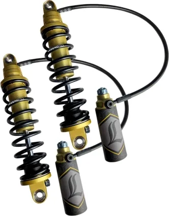 Legend Suspensions 13 Inch Gold Revo Arc Remote Reservoir Coil Suspension With Standard Springs For Harley Davidson 2014-2022 Touring Models (1310-1910)