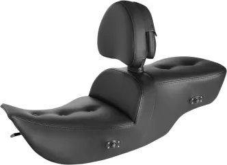 Saddlemen Heated Roadsofa Pillow Top Seat With Drivers Backrest For Harley Davidson 1997-2007 Touring FLHT & FLTR Models (897-07-181BRHC)