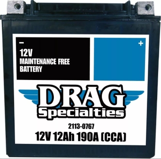 Drag Specialties Battery Maintenance Free AGM 12V Lead Acid Replacement in Black Finish For 2004-2023 XL, 2015-2020 XG 500/750/750A Models (DTX14L-BS-EU)