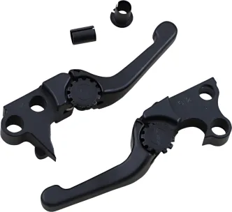 PSR Anthem Shorty Lever Set in Black Finish For 1996-2017 Big Twin, 1996-2003 XL (Excluding 2015-2017 Softail, 2016-2017 FXDLS, 2008-2017 FLHT/FLHR/FLTR/FLHX And FL Trike) & 2007-2010 FXDSE/FXDFSE Models (12-01651-22)