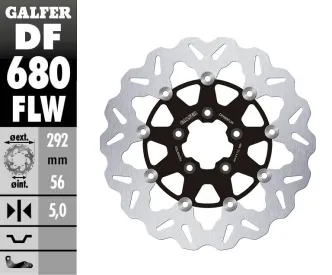 Galfer Front Floating Wave Brake Disc For Harley Davidson 2000-2013 Sportster, 2000-2007 Touring, 2000-2005 Dyna & 2000-2014 Softail Models (DF680FLW)