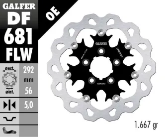 Galfer Rear Floating Wave Brake Disc For Harley Davidson 2000-2010 Sportster, 2000-2017 Dyna, 2000-2024 Softail & 2000-2007 Touring Models (DF681FLW)