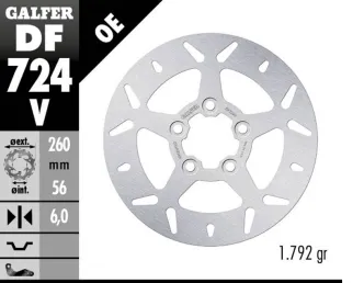 Galfer Rear Fixed Round Brake Disc For Harley Davidson 2011-2022 Sportster, 2008-2012 XR1200 & 2016-2020 XG Street Models (DF724V)