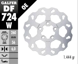 Galfer Rear Fixed Wave Brake Disc For Harley Davidson 2011-2022 Sportster, 2008-2012 XR1200 & 2016-2020 XG Street Models (DF724W)