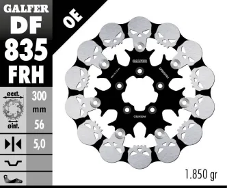 Galfer Front Floating Skull Brake Disc For Harley Davidson 2014-2022 Sportster, 2008-2023 FLHR & FLHRC Road King, 2008-2013 Touring, 2015-2023 Softail & 2006-2017 Dyna & V-Rod Models (DF835FRH)