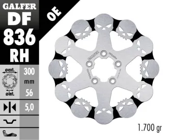 Galfer Rear Fixed Skull Brake Disc For Harley Davidson 2008-2024 Models (DF836RH)