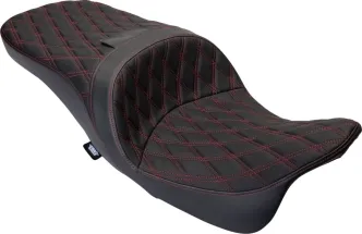 Drag Specialties Freedom Touring Double Diamond Red Stitched Seat For Harley Davidson 2009-2024 Touring Models (0801-1484)